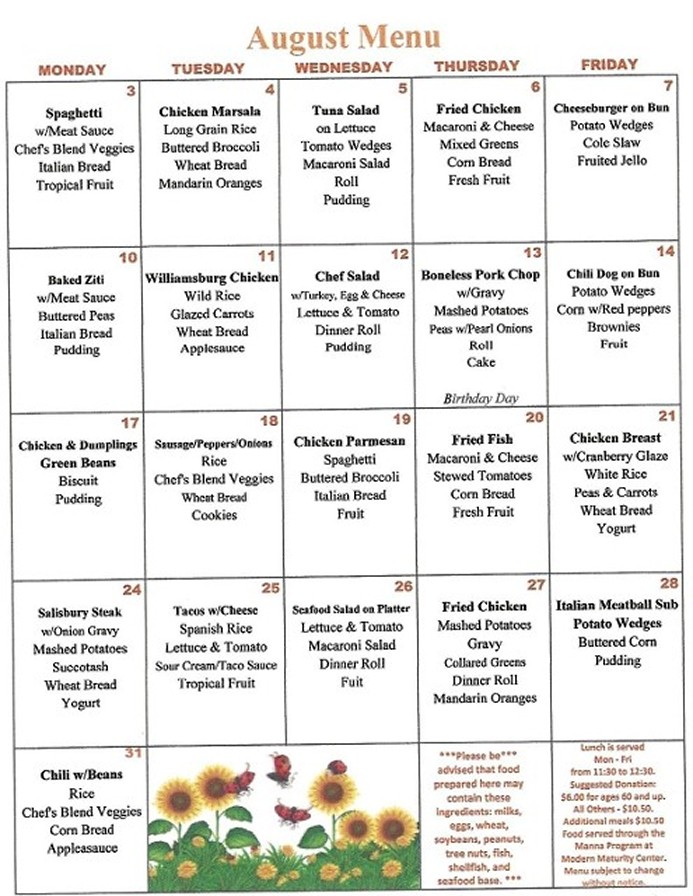 Aug Menu